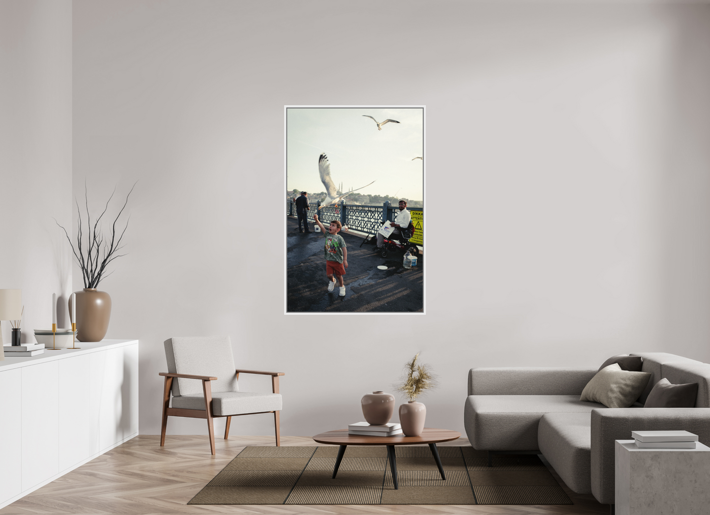 100 x 150 cm, Wooden Frame White 2cm with Shadow Gap on Fuji Crystal Archive Glossy Istanbul Impressions: Catch of the Day