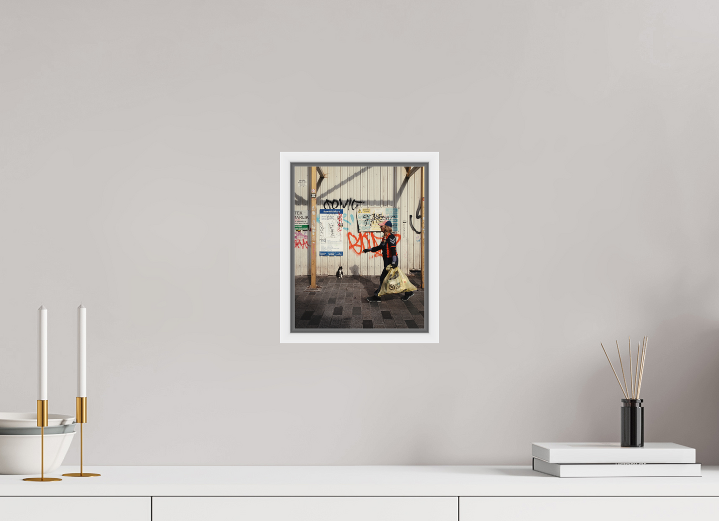 20 x 25 cm, Wooden Frame White 2cm with Shadow Gap on Fuji Crystal Archive Glossy Istanbul Impressions: Neighborhood Watch