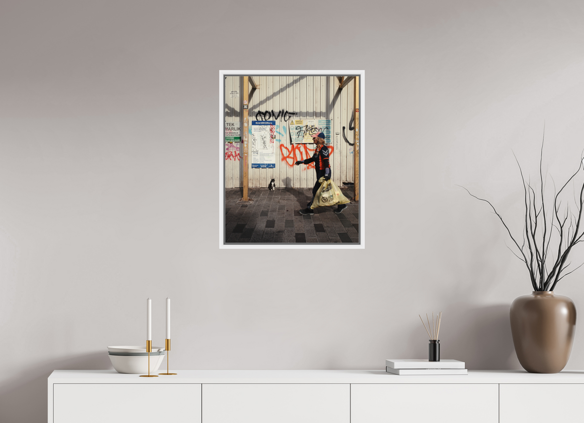 50 x 62,5 cm, Wooden Frame White 2cm with Shadow Gap on Fuji Crystal Archive Glossy Istanbul Impressions: Neighborhood Watch