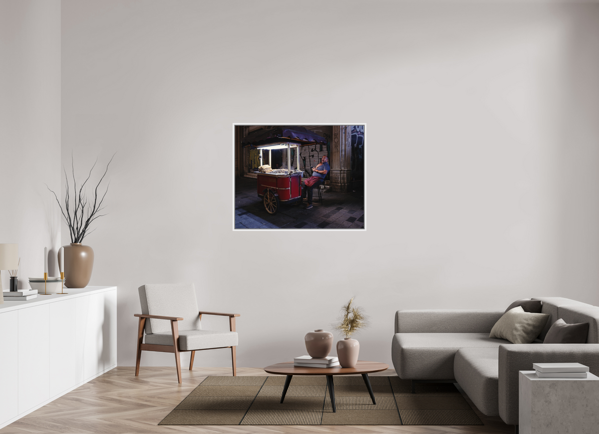 112,5 x 90 cm, Wooden Frame White 2cm with Shadow Gap on Fuji Crystal Archive Glossy Istanbul Impressions: Corner Office