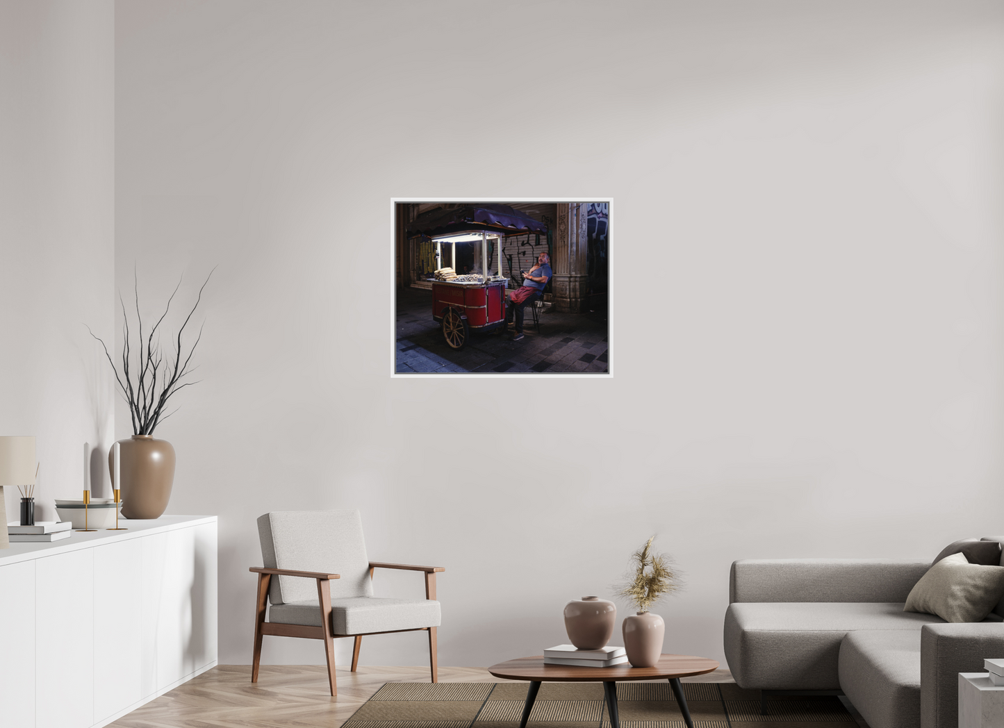 87,5 x 70 cm, Wooden Frame White 2cm with Shadow Gap on Fuji Crystal Archive Glossy Istanbul Impressions: Corner Office