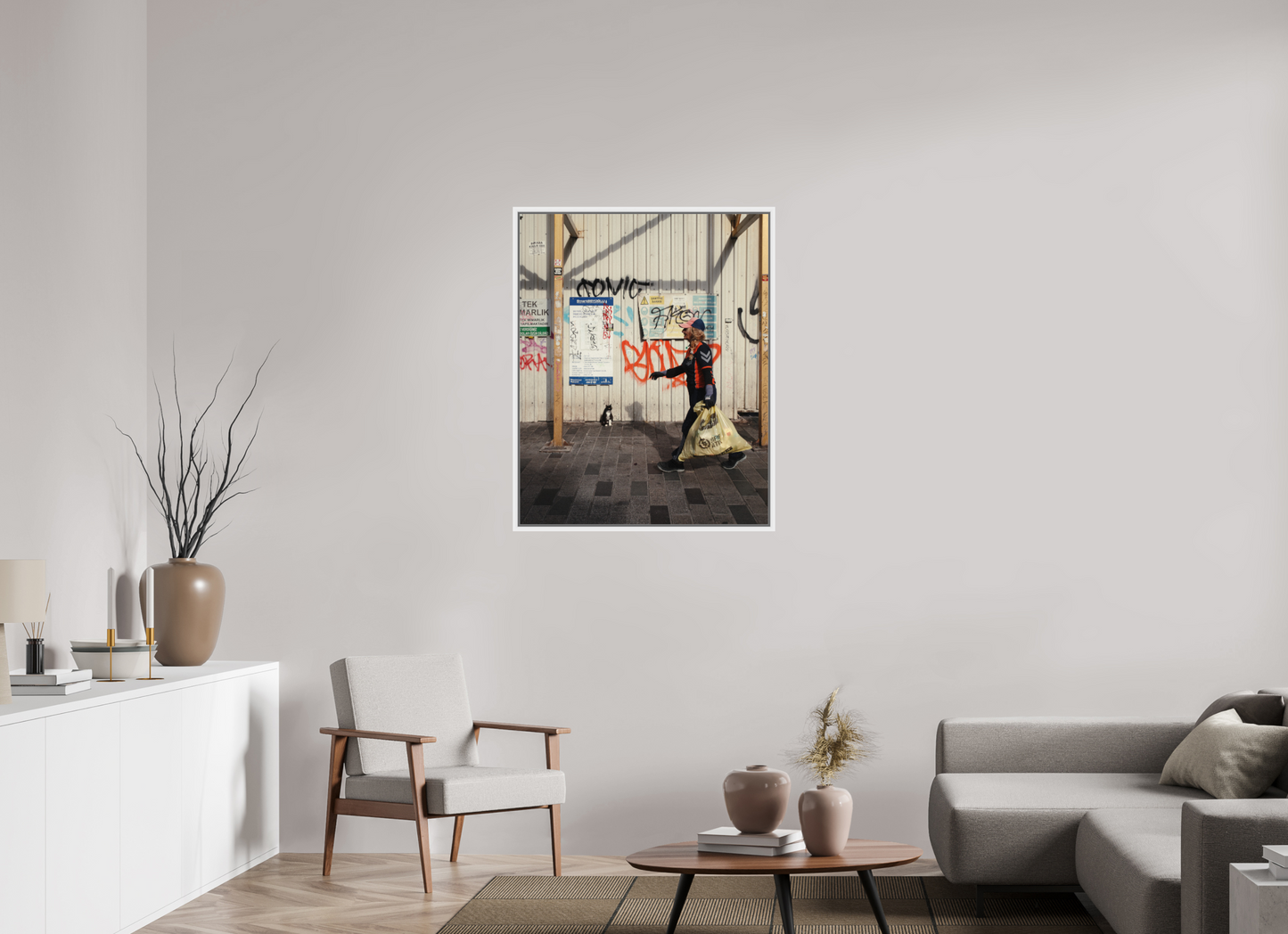80 x 100 cm, Wooden Frame White 2cm with Shadow Gap on Fuji Crystal Archive Glossy Istanbul Impressions: Neighborhood Watch