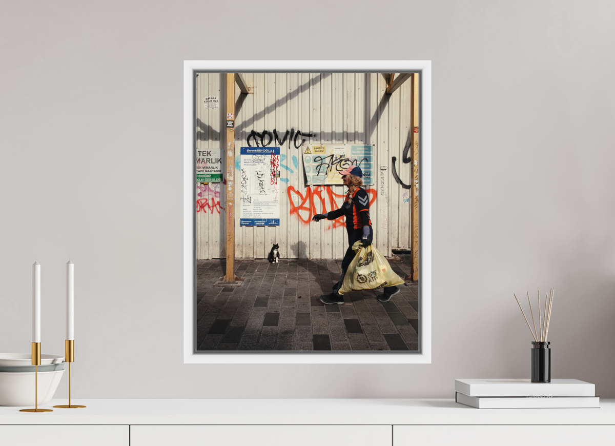 40 x 50 cm, Wooden Frame White 2cm with Shadow Gap on Fuji Crystal Archive Glossy Istanbul Impressions: Neighborhood Watch