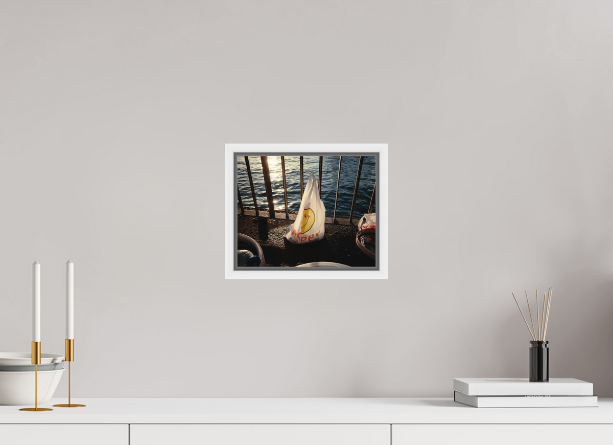 25 x 20 cm, Wooden Frame White 2cm with Shadow Gap on Fuji Crystal Archive Glossy Istanbul Impressions: Harbor Ghost