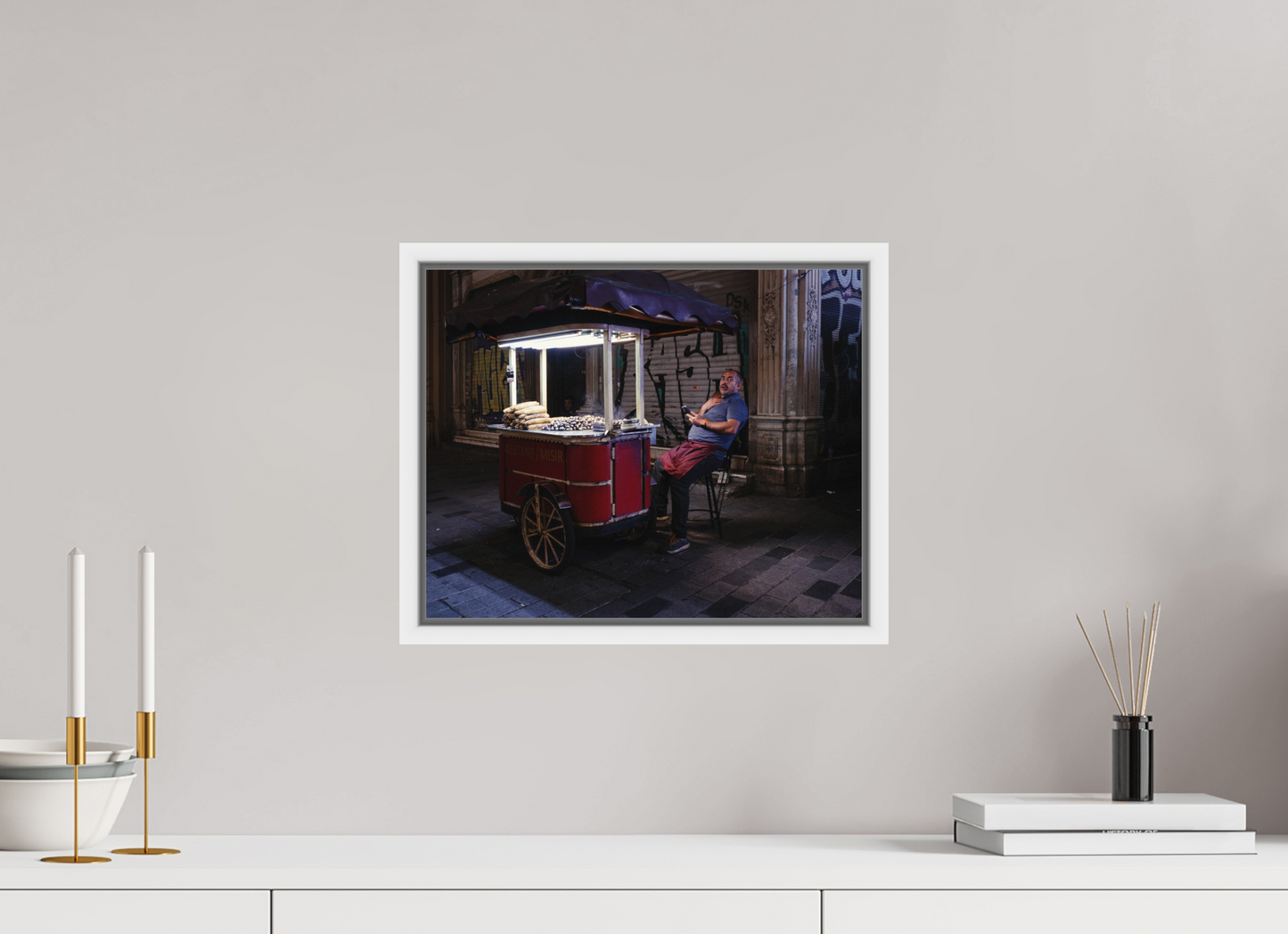 37,5 x 30 cm, Wooden Frame White 2cm with Shadow Gap on Fuji Crystal Archive Glossy Istanbul Impressions: Corner Office