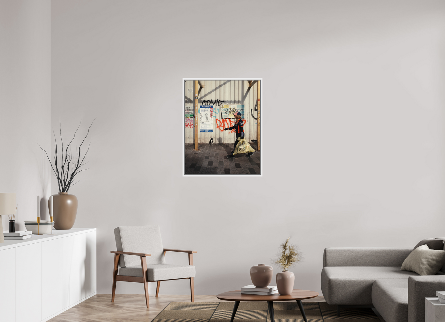 70 x 87,5 cm, Wooden Frame White 2cm with Shadow Gap on Fuji Crystal Archive Glossy Istanbul Impressions: Neighborhood Watch