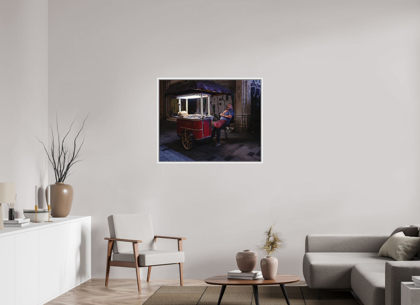 100 x 80 cm, Wooden Frame White 2cm with Shadow Gap on Fuji Crystal Archive Glossy Istanbul Impressions: Corner Office