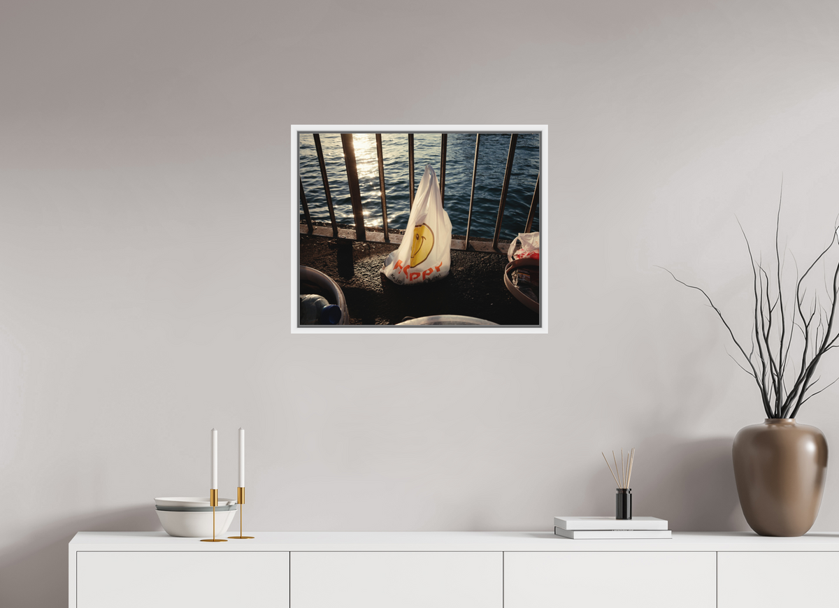 62,5 x 50 cm, Wooden Frame White 2cm with Shadow Gap on Fuji Crystal Archive Glossy Istanbul Impressions: Harbor Ghost